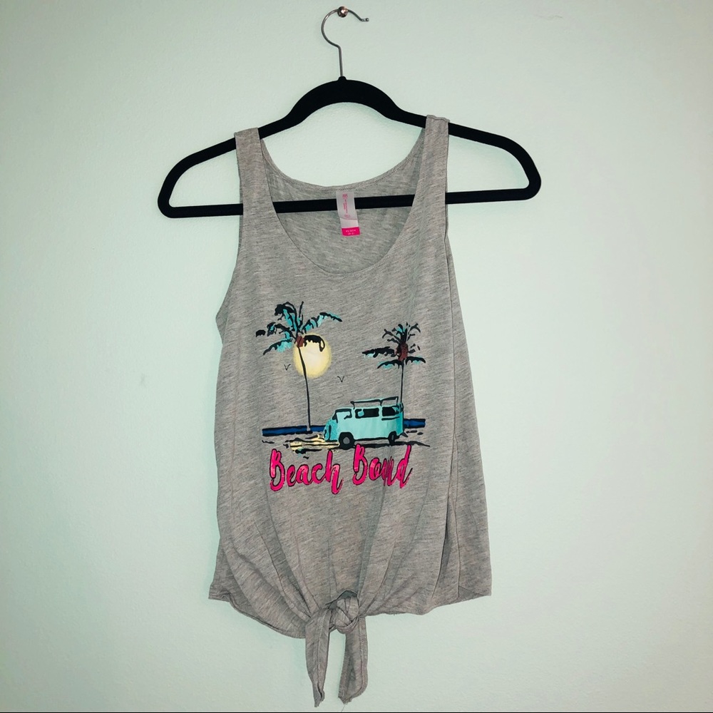 “beach bound” nobo tie up tank top